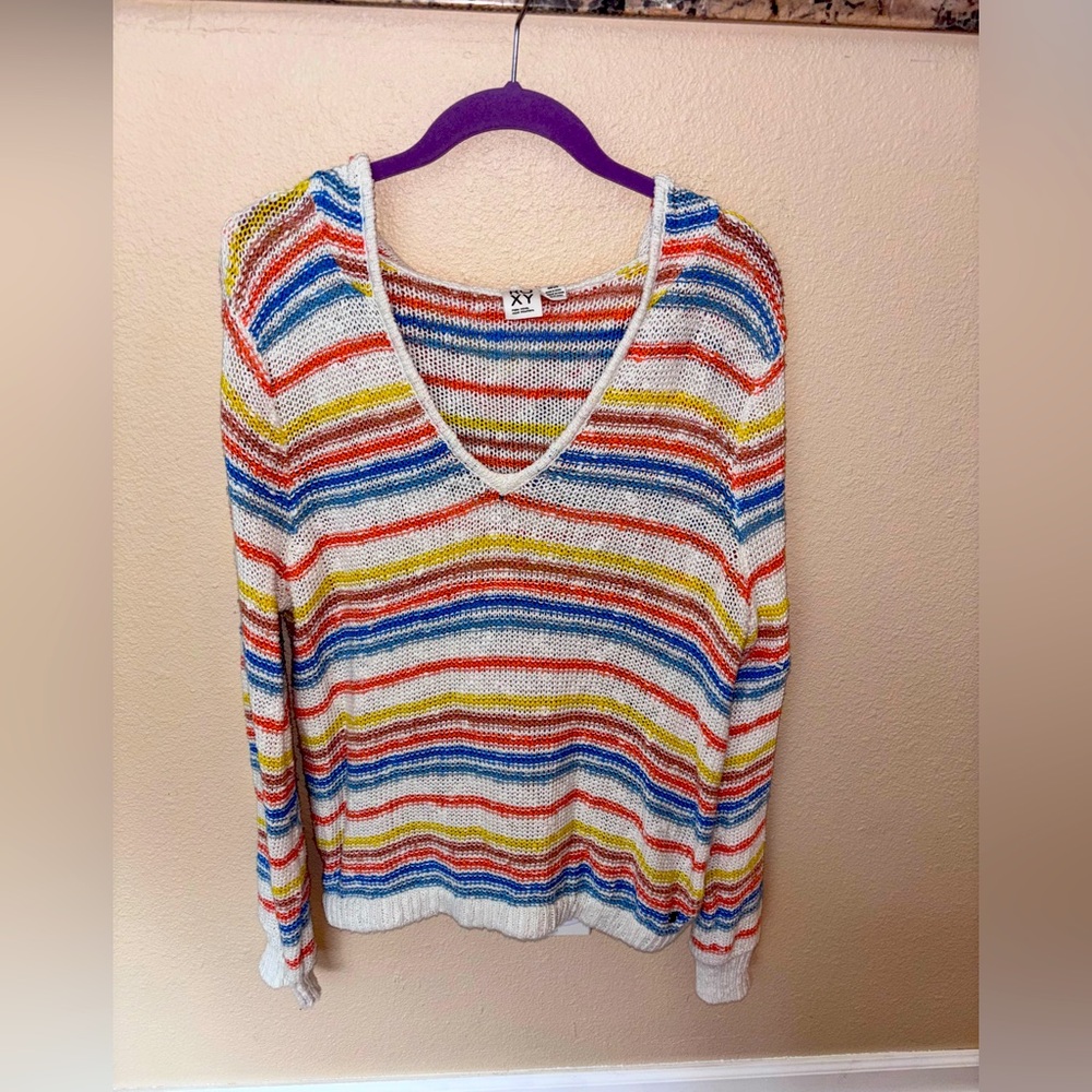 Roxy Colorful Striped hooded Knit Top